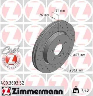Гальмівний диск ZIMMERMANN 400360352