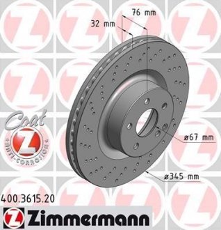 Гальмівний диск ZIMMERMANN 400361520 (фото 1)