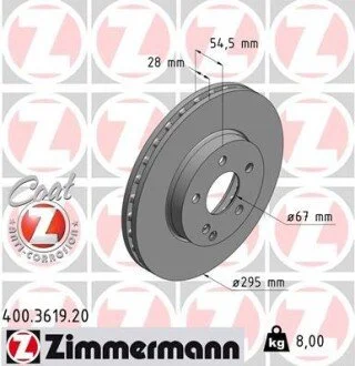 Диск гальмівний 400.3619.20 ZIMMERMANN 400361920