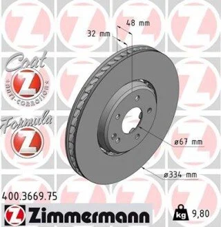 Гальмівний диск ZIMMERMANN 400366975