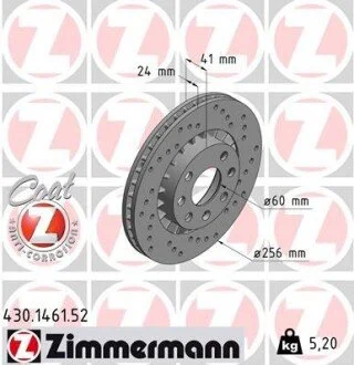 Диск тормозной ZIMMERMANN 430.1461.52
