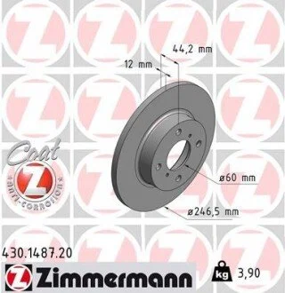 Гальмівний диск ZIMMERMANN 430148720