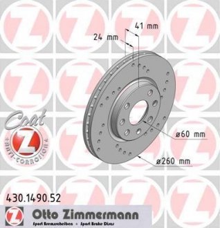 Гальмівний диск ZIMMERMANN 430149052