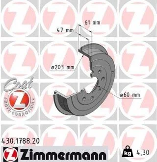 Гальмiвнi барабани ZIMMERMANN 430178820