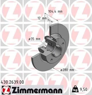 Гальмiвнi диски з пiдшипниками ZIMMERMANN 430263900
