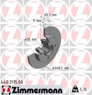 Гальмівний диск ZIMMERMANN 440311500