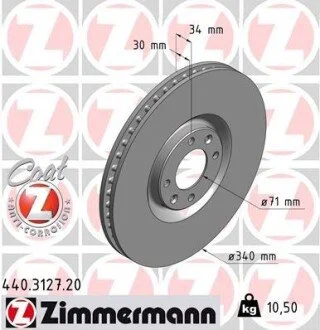 Гальмiвнi диски переднi ZIMMERMANN 440.3127.20