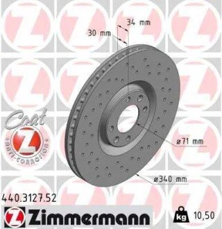 Диск гальмівний ZIMMERMANN 440312752