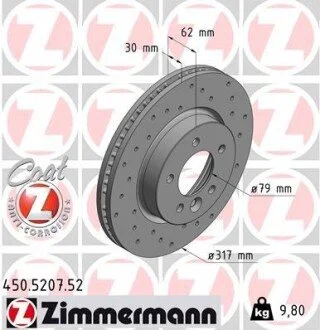 Диск гальмівний ZIMMERMANN 450.5207.52