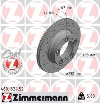 Гальмівний диск ZIMMERMANN 460152452