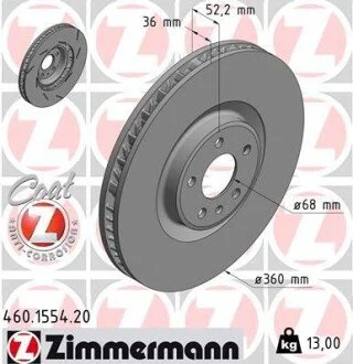 Гальмiвнi диски лiвий переднiй ZIMMERMANN 460.1554.20