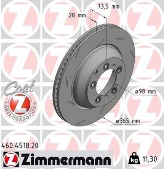 Задній лівий гальмівний диск ZIMMERMANN 460451820