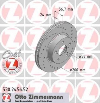 Гальмівний диск ZIMMERMANN 530245652 (фото 1)