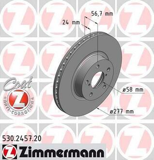 Тормозной диск предвентил SUBARU Legacy/Impreza ZIMMERMANN 530245720
