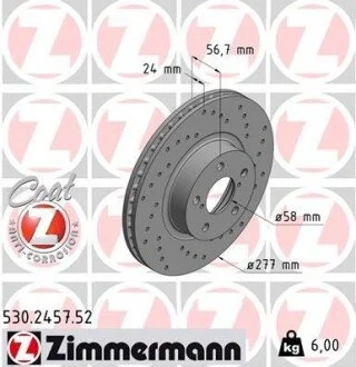 Диск гальмівний SPORT Z ZIMMERMANN 530.2457.52