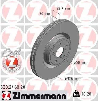 Гальмівний диск ZIMMERMANN 530246020