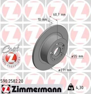 Гальмівний диск ZIMMERMANN 590258220