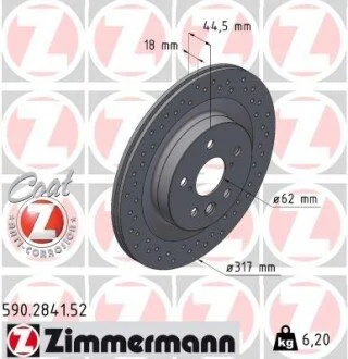 Диск тормозной (задний) Toyota Rav4 V 18- (317x18) PRO ZIMMERMANN 590284152