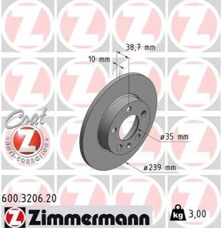 Гальмівний диск ZIMMERMANN 600320620