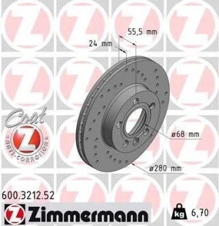 Гальмівний диск ZIMMERMANN 600321252
