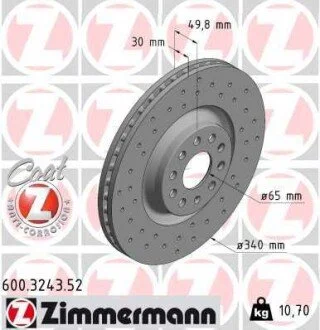 Диск тормозной Sport ZIMMERMANN 600324352