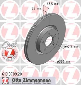 Гальмівний диск ZIMMERMANN 610370920 (фото 1)