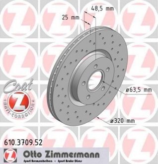 Гальмівний диск ZIMMERMANN 610370952 (фото 1)