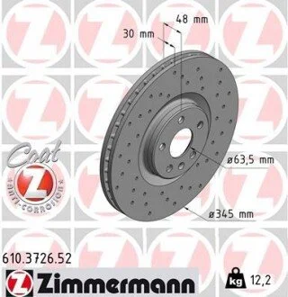Диск гальмівний ZIMMERMANN 610372652