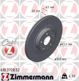 Диск гальмівний ZIMMERMANN 610372852